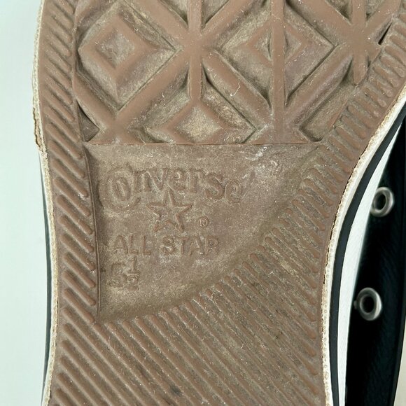 Black Leather Converse Chuck Taylor All Star High Tops, Size W7.5/M5.5 - Picture 7 of 8